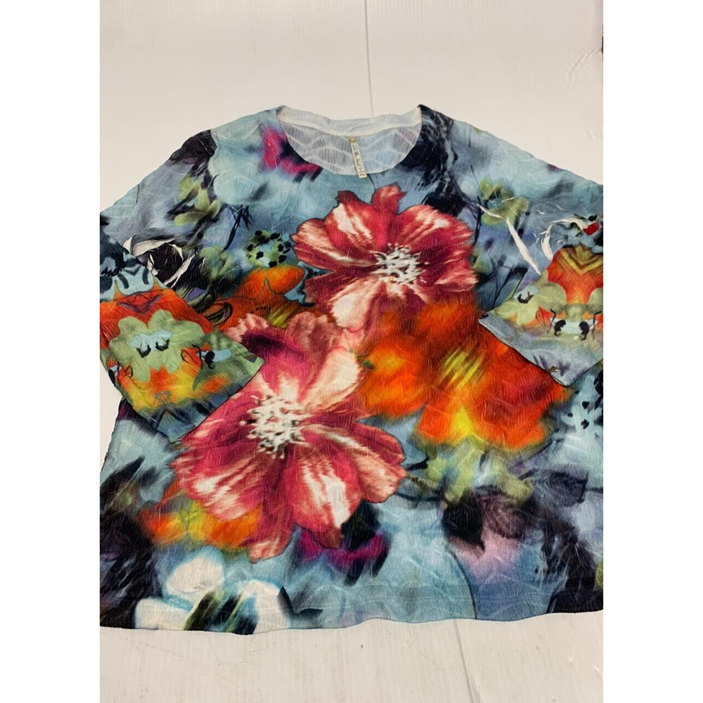 Lea & Nicole Blouse Long Sleeve Floral Multicolor PXL Women's A85